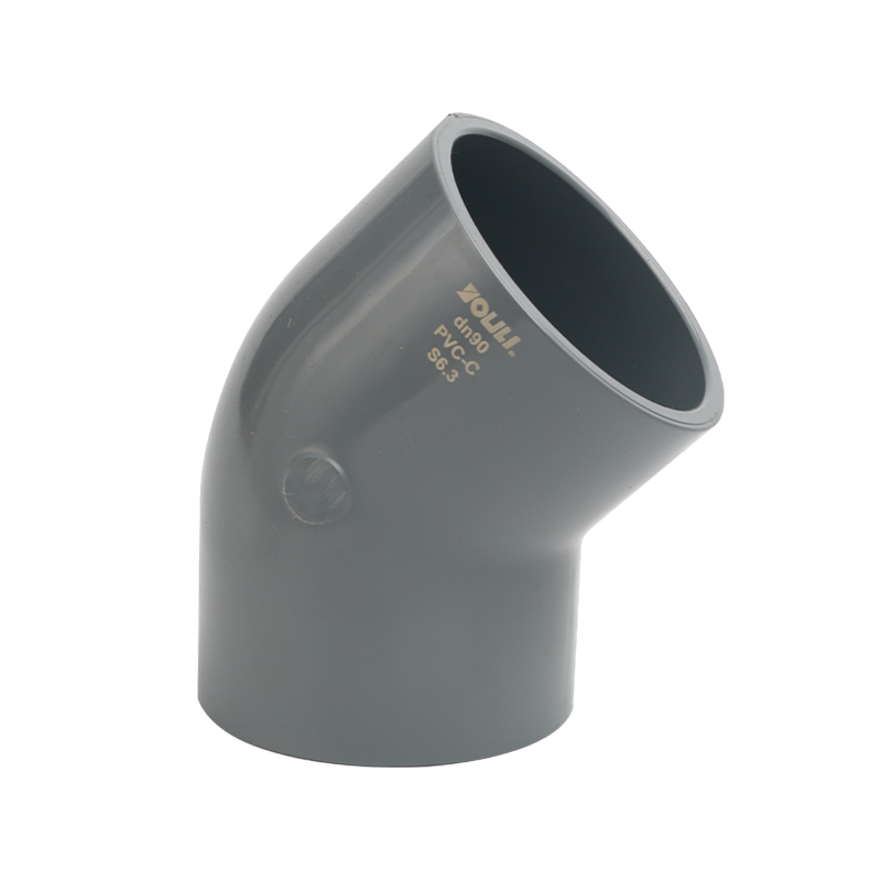 How does PVC-C 45° elbow improve the fluid efficiency of the pipeline system?